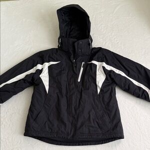 L.L. Bean Black and White Hooded Ski Jacket